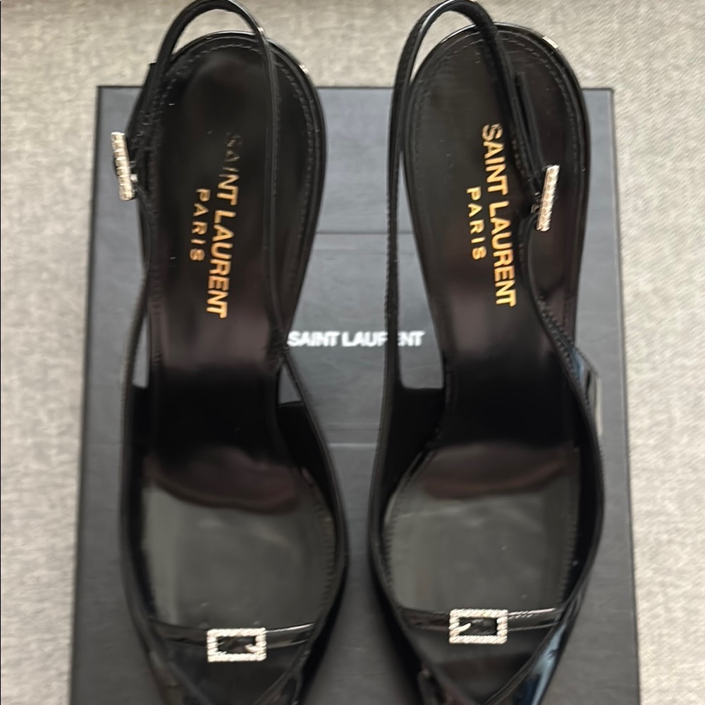 Saint Laurent Black Heels with Sleek Slingback Design